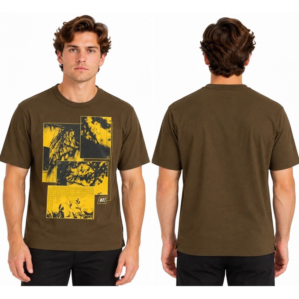 NWT Mode of One Men's S Graphic Tee T-Shirt Dark Walnut Brown Cotton